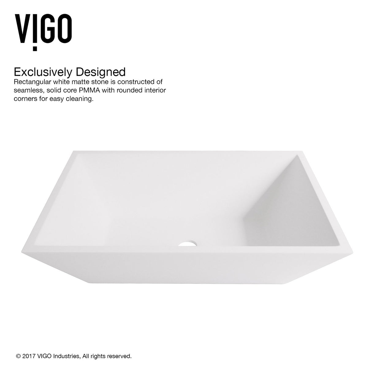 VIGO Vinca 18 inch L x 13.75 inch W Over the Counter Freestanding Matte Stone Rectangular Vessel Bathroom Sink in Matte White - Sink for Bathroom VG04007