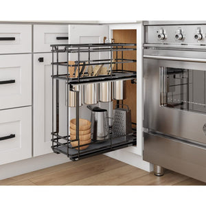 Hardware Resources SWS-UBPO8BN 8" Black Nickel STORAGE WITH STYLE® Metal "No Wiggle" Soft-close Utensil Base Pullout