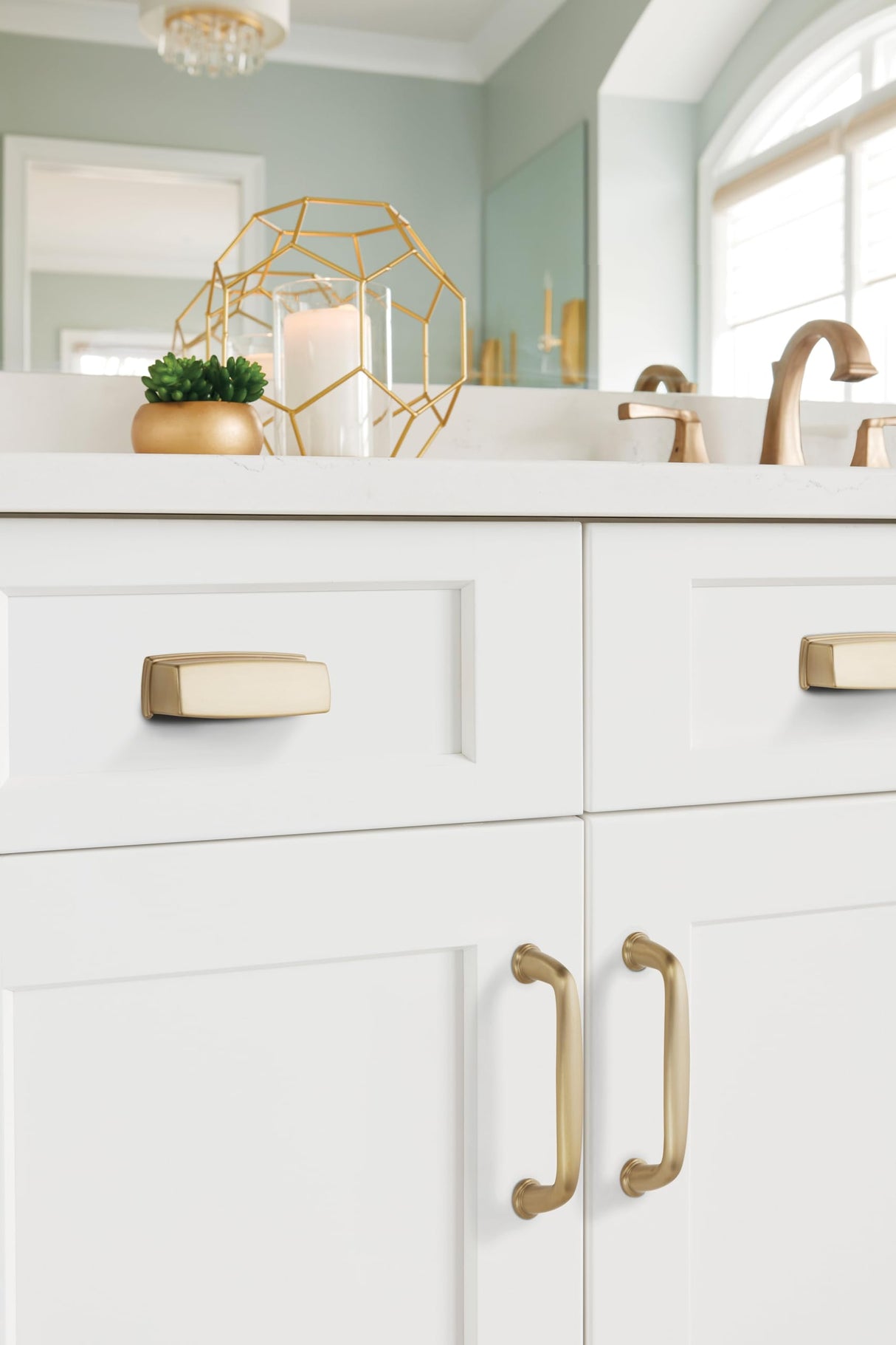 Amerock Cabinet Cup Pull Golden Champagne 3-3/4 inch (96 mm) Center to Center Kane 1 Pack Drawer Pull Drawer Handle Cabinet Hardware