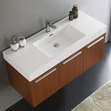 Fresca FCB8092WH-I Fresca Vista 48" White Wall Hung Modern Bathroom Cabinet w/ Integrated Sink