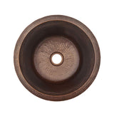 Premier Copper Products BR16DB2 16-Inch Universal Round Hammered Copper Bar Sink with 2-Inch Drain Size, Oil Rubbed Bronze
