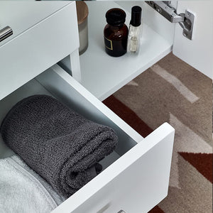 Fresca FVN6148WH-UNS-D Fresca Lucera 48" White Wall Hung Double Undermount Sink Modern Bathroom Vanity w/ Medicine Cabinet