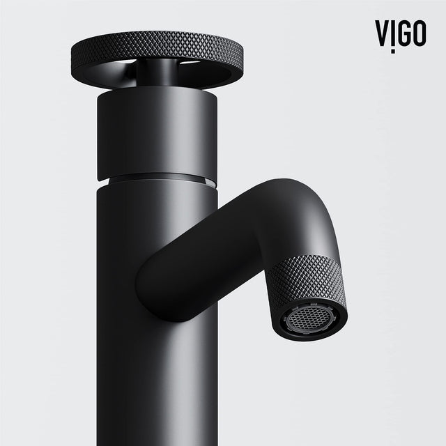 VIGO Cass 12 inch H Single Hole Single Handle Bathroom Faucet in Matte Black - Vessel Sink Faucet VG03030MB