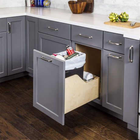 Hardware Resources CDM-WBMS35G Single 35 Quart Bottom-Mount Soft-close Trashcan Pullout for Door Mounting, Includes Grey Can
