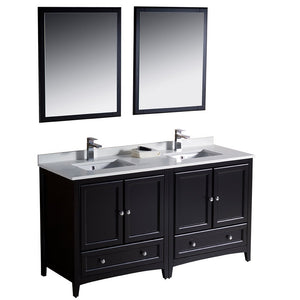 Fresca FVN20-3030ES Fresca Oxford 60" Espresso Traditional Double Sink Bathroom Vanity