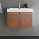 Fresca FCB8089GO-I Fresca Vista 30" Gray Oak Wall Hung Modern Bathroom Cabinet w/ Integrated Sink