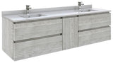 Fresca FCB31-301230ASH Fresca Formosa 70" Wall Hung Double Sink Modern Bathroom Cabinet in Ash