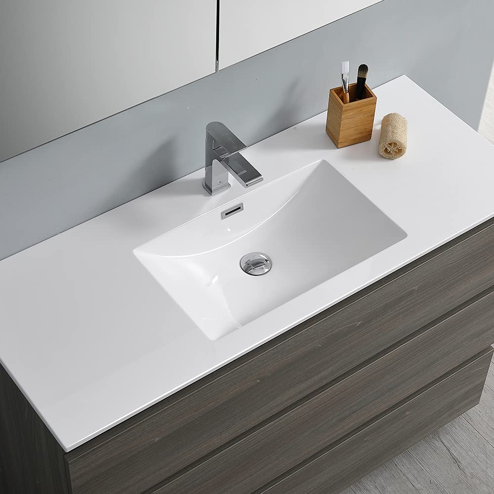 Fresca FVN9348RW Fresca Lazzaro 48" Rosewood Free Standing Modern Bathroom Vanity w/ Medicine Cabinet