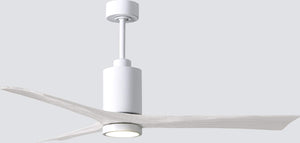 Matthews Fan PA3-WH-MWH-60 Patricia-3 three-blade ceiling fan in Gloss White finish with 60” solid matte white wood blades and dimmable LED light kit 