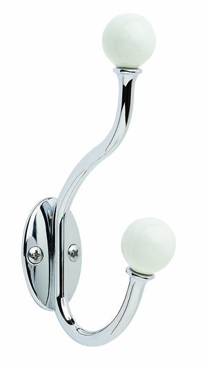 Amerock Coat Hook Wall Mount White / Polished Chrome 1 Pack Robe Hook Towel Hook Entryway Hook Bathroom Hook