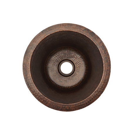 Premier Copper Products BR12WDB 12-Inch Universal Round Hammered Copper Champagne Bar Sink, Oil Rubbed Bronze