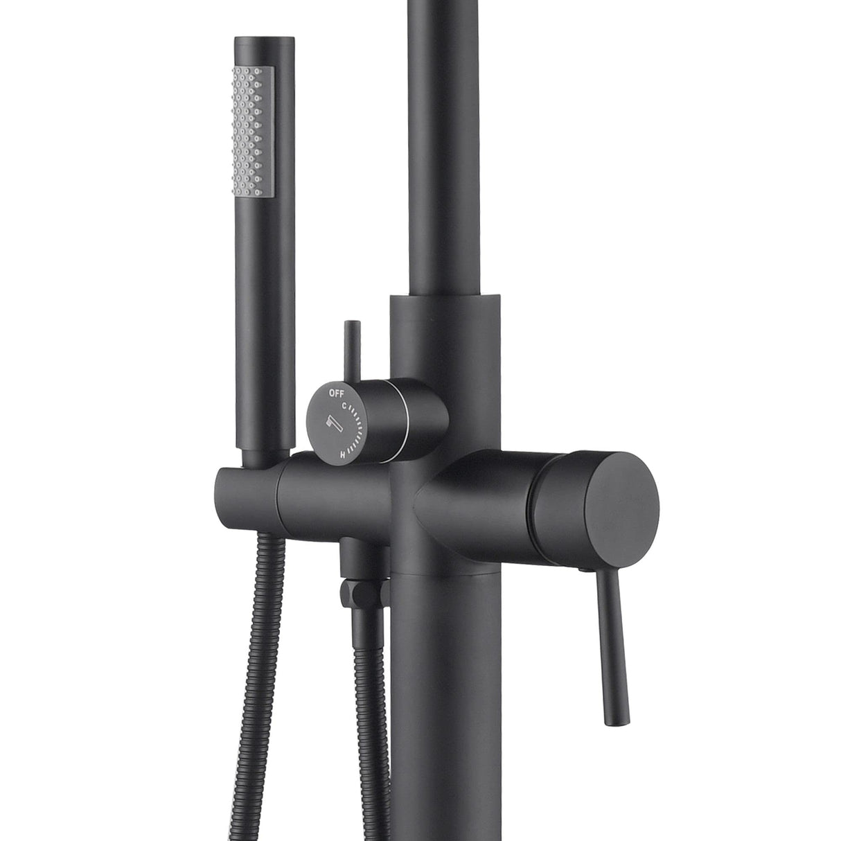 PULSE ShowerSpas 3021-FSTF-MB Matte Black Freestanding Tub Filler with Diverter