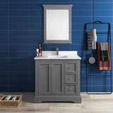 Fresca FVN2436GRV Fresca Windsor 36" Gray Textured Traditional Bathroom Vanity w/ Mirror