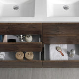 Fresca FCB93-2424RW-D-I Fresca Lazzaro 48" Rosewood Free Standing Modern Bathroom Cabinet w/ Integrated Double Sink