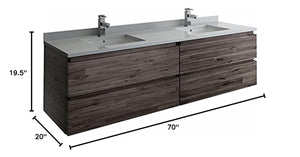 Fresca FCB31-3636ACA Fresca Formosa 70" Wall Hung Double Sink Modern Bathroom Cabinet
