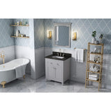 Jeffrey Alexander VKITCHA30GRBGR 30" Grey Chatham Vanity, Black Granite Vanity Top, undermount rectangle bowl