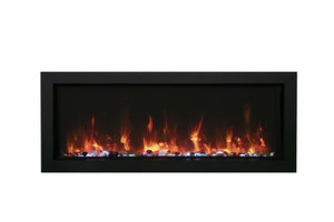 Amantii BI-60-XTRASLIM Panorama Xtraslim Full View Smart Electric  - 60" Indoor /Outdoor WiFi Enabled  Fireplace, featuring a MultiFunction Remote, Multi Speed Flame Motor, Glass Media & a Black Trim