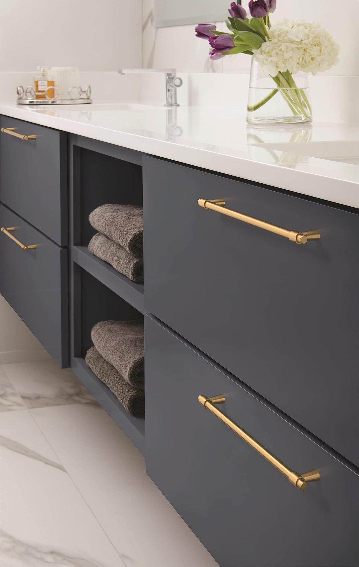 Amerock Cabinet Pull Champagne Bronze 8-13/16 inch (224 mm) Center-to-Center Destine 1 Pack Drawer Pull Cabinet Handle Cabinet Hardware
