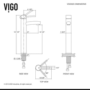 VIGO Milo 12.5 inch H Single Hole Single Handle Bathroom Faucet in Brushed Nickel - Vessel Sink Faucet VG03025BN