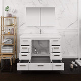 Fresca FVN9448WH Fresca Imperia 48" Glossy White Free Standing Modern Bathroom Vanity w/ Medicine Cabinet