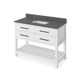 Jeffrey Alexander VKITWAV48WHBOR 48" White Wavecrest Vanity, Boulder Cultured Marble Vanity Top, undermount rectangle bowl