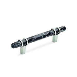 Amerock BP36648MBKPN Carrione Cabinet Pull, 3-3/4 in (96 mm) Center-to-Center, Marble Black/Polished Nickel