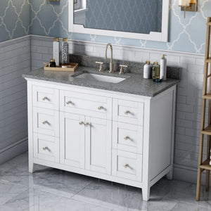 Jeffrey Alexander VKITCHA48WHBOR 48" White Chatham Vanity, Boulder Cultured Marble Vanity Top, undermount rectangle bowl