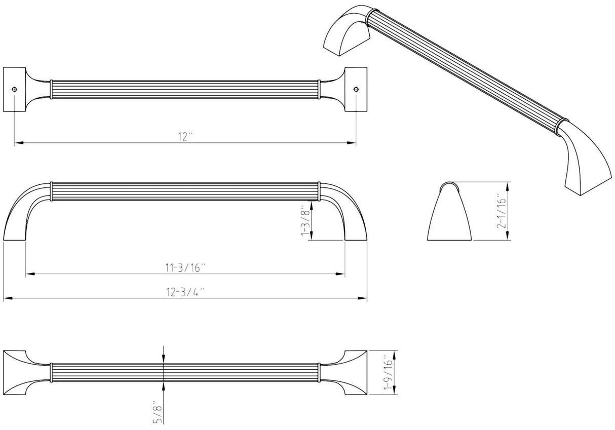 Jeffrey Alexander Z281-12ABSB 12" Center-to-Center Antique Brushed Satin Brass Cordova Appliance Handle
