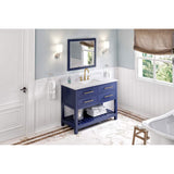 Jeffrey Alexander VKITWAV48BLWCR 48" Hale Blue Wavecrest Vanity, White Carrara Marble Vanity Top, undermount rectangle bowl