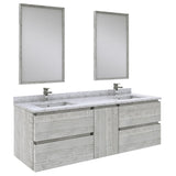 Fresca FVN31-241224ASH Fresca Formosa 60" Wall Hung Double Sink Modern Bathroom Vanity w/ Mirrors in Ash