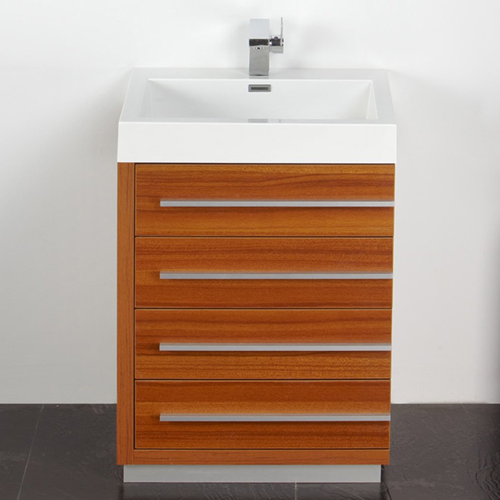 Fresca FVN8024TK Fresca Livello 24" Teak Modern Bathroom Vanity w/ Medicine Cabinet