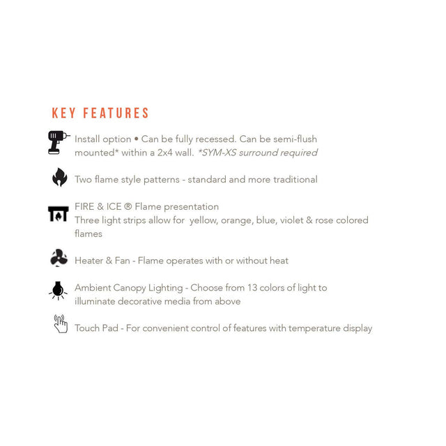 Amantii SYM-50 Symmetry Smart Electric  50" Indoor / Outdoor WiFi Enabled Built In Fireplace, Featuring a MultiFunction Remote Control , Multi Speed Flame Motor and a 10 piece Birch Log Set