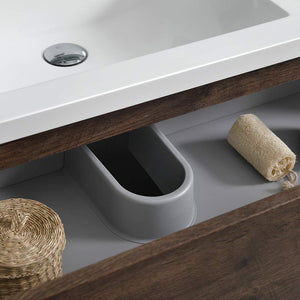 Fresca FCB93-3030RW-D-I Fresca Lazzaro 60" Rosewood Free Standing Modern Bathroom Cabinet w/ Integrated Double Sink