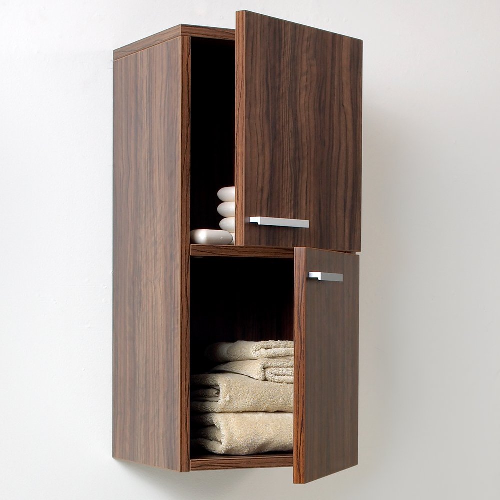 Fresca FST8091GW Fresca Walnut Bathroom Linen Side Cabinet w/ 2 Storage Areas