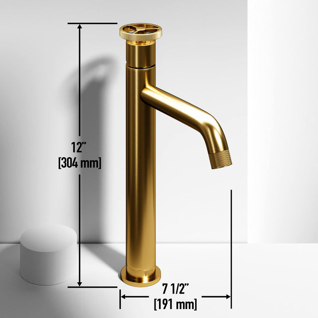 VIGO Cass 12 inch H Single Hole Single Handle Bathroom Faucet in Matte Brushed Gold - Vessel Sink Faucet VG03030MG