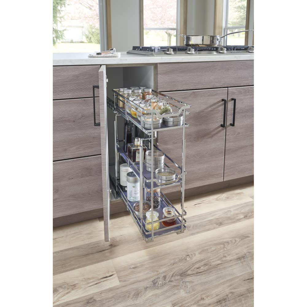 Hardware Resources SWS-BPO5PC 5" Polished Chrome STORAGE WITH STYLE® Metal "No Wiggle" Base Pullout, Preassembled with Soft-close Slides