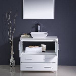 Fresca FVN6236WH-VSL Fresca Torino 36" White Modern Bathroom Vanity w/ Vessel Sink
