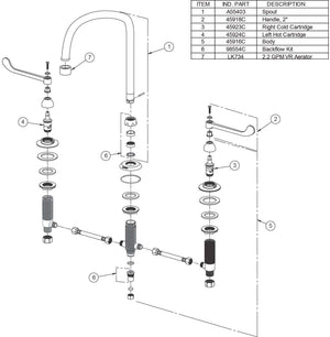 Elkay LK800GN08L2 Chrome Concealed Deck Faucet with 8" Gooseneck Spout and 2" Lever Handles