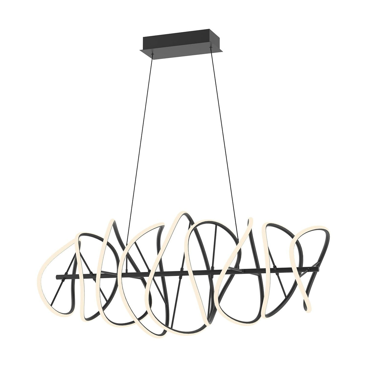 Kuzco CH96442-BK COLLIDE 44" CHANDELIER TEXTURED BLACK 120" WIRE 120V TRIAC/ELV LED 3000K 90CRI 100W