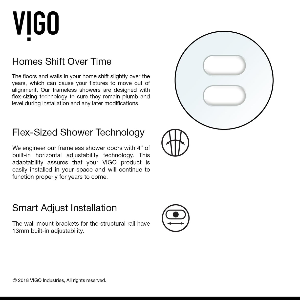 VIGO Adjustable 72-73" W x 74" H Ferrara Frameless Sliding Rectangle Shower Door with Clear Tempered Glass, Reversible Door Handle and Stainless Steel Hardware in Chrome-VG6080CHCL7274