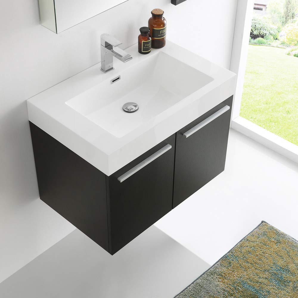 Fresca FVN8089WH Fresca Vista 30" White Wall Hung Modern Bathroom Vanity w/ Medicine Cabinet