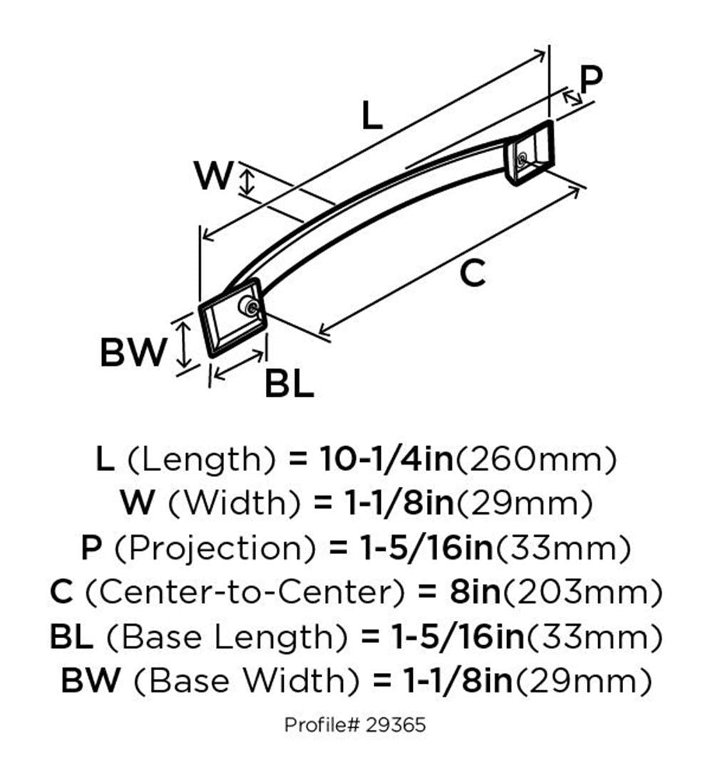 Amerock Appliance Pull Satin Nickel 8 inch (203 mm) Center to Center Candler 1 Pack Drawer Pull Drawer Handle Cabinet Hardware