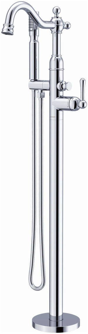 Gerber D300557T Chrome Traditional Floor Mount Tub Filler Trim Kit With Handshower