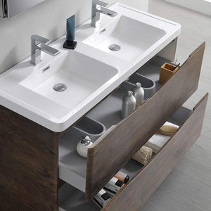 Fresca FVN9148RW-D Fresca Tuscany 48" Rosewood Free Standing Double Sink Modern Bathroom Vanity w/ Medicine Cabinet