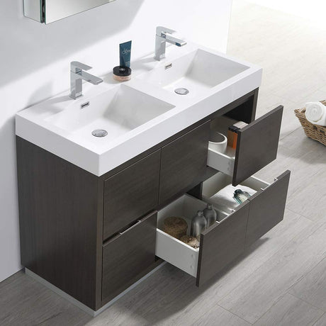 Fresca FVN8448GO-D Fresca Valencia 48" Gray Oak Free Standing Double Sink Modern Bathroom Vanity w/ Medicine Cabinet