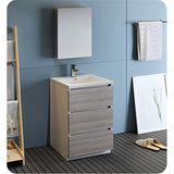 Fresca FVN9324HA Fresca Lazzaro 24" Glossy Ash Gray Free Standing Modern Bathroom Vanity w/ Medicine Cabinet