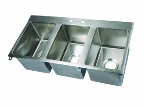 John Boos PB-DISINK101410-3 Deck Mount Pro-Bowl Drop-in Hand Sink, 10" Length x 14" Width Depth, 3 Sink