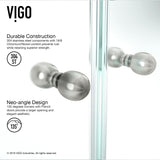 VIGO VG6063BNCL47 45.63" -45.63" W -73.38" H Frameless Hinged Neo-angle Shower Enclosure with Clear 0.38" Tempered Glass and Stainless Steel Hardware in Brushed Nickel Finish with Reversible Handle