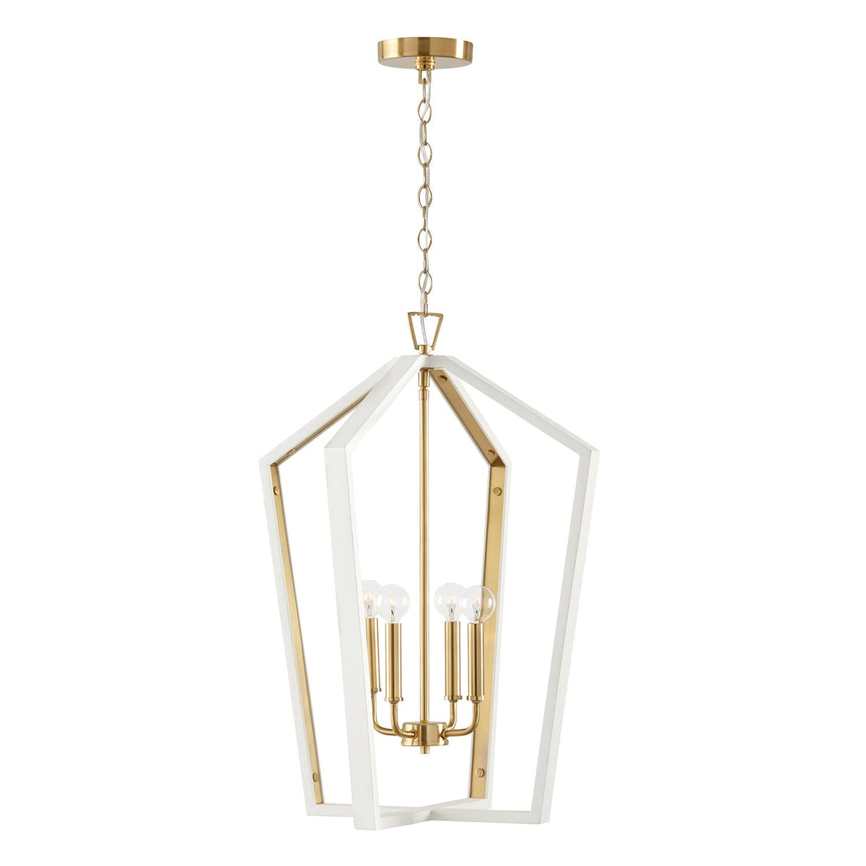Capital Lighting 344541WM Maren 4 Light Pendant Flat White and Matte Brass