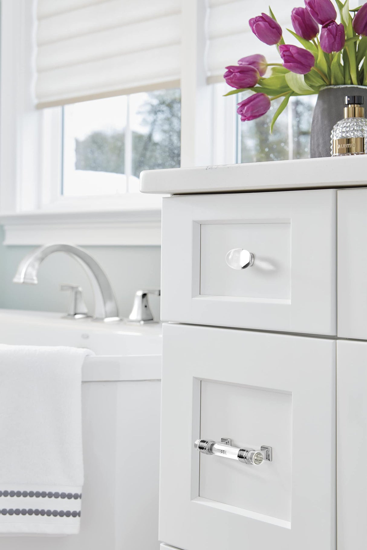 Amerock Cabinet Pull Clear/Polished Chrome 3 inch (76 mm) Center to Center Glacio 1 Pack Drawer Pull Drawer Handle Cabinet Hardware